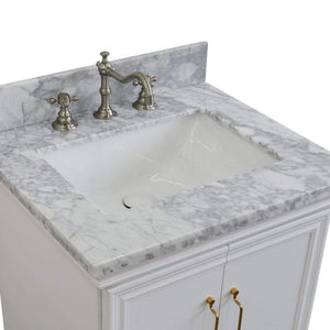 Bellaterra Home Vanity BellaTerra Home25" Single vanity in White finish with White Carrara and rectangle sink 400800-25-WH-WM