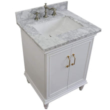 Load image into Gallery viewer, Bellaterra Home Vanity BellaTerra Home25&quot; Single vanity in White finish with White Carrara and rectangle sink 400800-25-WH-WM