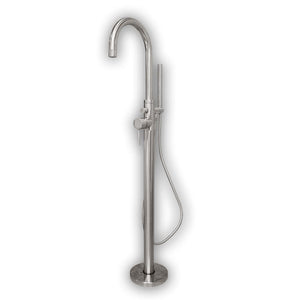 Cambridge Plumbing Bathroom Faucets Brushed Nickel Cambridge Plumbing CAM150 Modern Freestanding Tub Filler Faucet with Shower Wand