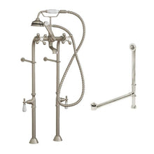 Load image into Gallery viewer, Cambridge Plumbing Bathroom Faucets Brushed Nickel Cambridge Plumbing CAM398463-PKG Complete Free Standing Plumbing Package for Clawfoot Tub