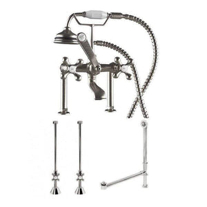 Cambridge Plumbing Bathroom Faucets Brushed Nickel Cambridge Plumbing CAM463D-6-PKG Complete Plumbing Package for Deck Mount Claw Foot Tub. Classic Telephone Style Faucet With 6 Inch Deck Risers, Supply Lines With Shut Off valves, Drain Assembly