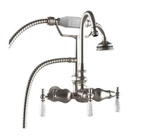 Load image into Gallery viewer, Cambridge Plumbing Bathroom Faucets Brushed Nickel Cambridge Plumbing CAM684BTW Clawfoot Tub Brass Wall Mount Faucet with Hand Held Shower