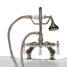 Load image into Gallery viewer, Cambridge Plumbing Bathroom Faucets Brushed Nickel Cambridge Plumbing CAM684D Clawfoot Tub Deck Mount Porcelain Lever English Telephone Brass Faucet with Hand Held Shower