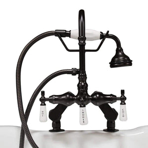 Cambridge Plumbing Bathroom Faucets Oil Rubbed Bronze Cambridge Plumbing CAM684D Clawfoot Tub Deck Mount Porcelain Lever English Telephone Brass Faucet with Hand Held Shower