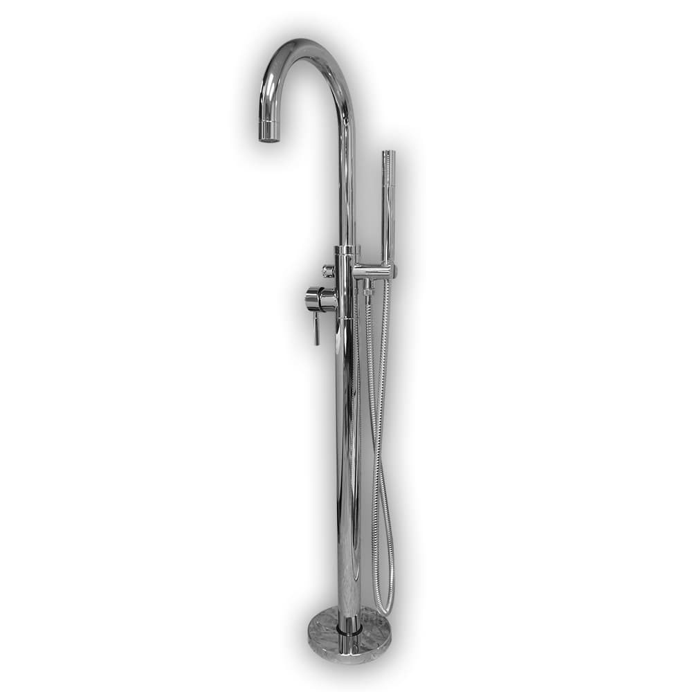 Cambridge Plumbing Bathroom Faucets Polished Chrome Cambridge Plumbing CAM150 Modern Freestanding Tub Filler Faucet with Shower Wand