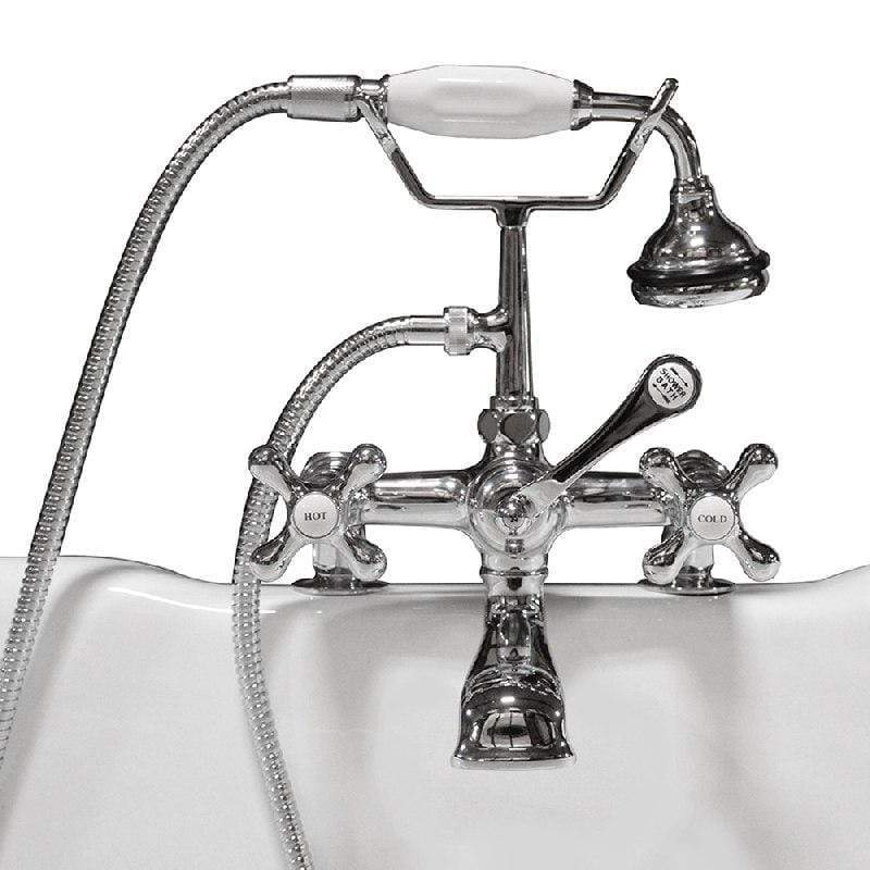 Cambridge Plumbing Bathroom Faucets Polished Chrome Cambridge Plumbing CAM463-2 Clawfoot Tub Deck Mount Brass Faucet with Hand Held Shower