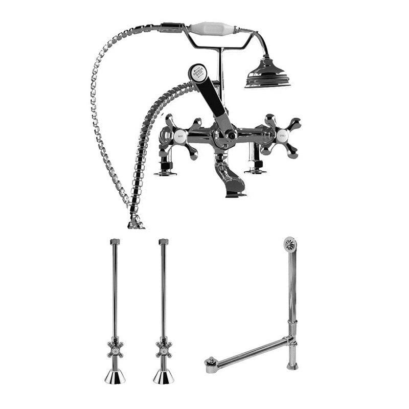 Cambridge Plumbing Bathroom Faucets Polished Chrome Cambridge Plumbing CAM463D-2-PKG Complete Free Standing Plumbing Package for Clawfoot Tub