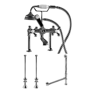 Cambridge Plumbing Bathroom Faucets Polished Chrome Cambridge Plumbing CAM463D-6-PKG Complete Plumbing Package for Deck Mount Claw Foot Tub. Classic Telephone Style Faucet With 6 Inch Deck Risers, Supply Lines With Shut Off valves, Drain Assembly