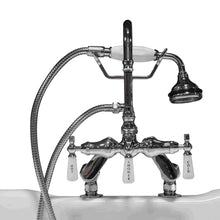 Load image into Gallery viewer, Cambridge Plumbing Bathroom Faucets Polished Chrome Cambridge Plumbing CAM684D Clawfoot Tub Deck Mount Porcelain Lever English Telephone Brass Faucet with Hand Held Shower