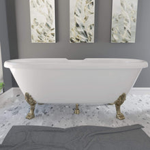 Load image into Gallery viewer, Cambridge Plumbing Antique Brass Cambridge Plumbing DEX-NH-CP Extra Wide Cast Iron Clawfoot Tub, 65.5 x 35.5 No Faucet Holes and Polished Chrome Feet