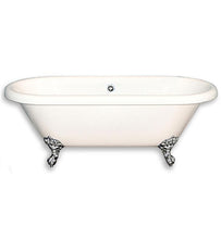 Load image into Gallery viewer, Cambridge Plumbing Bathtub Brushed Nickel Cambridge Plumbing ADE-NH 70 Inch Acrylic Double Ended Clawfoot Soaking Tub with continuous rim and Brushed Nickel Feet