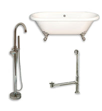 Load image into Gallery viewer, Cambridge Plumbing Bathtub Brushed Nickel Cambridge Plumbing ADE60-150-PKG-NH 60 Inch Double Ended Clawfoot Bathtub with Complete Plumbing Package and No Faucet Drillings