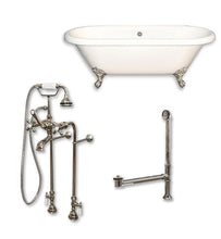 Load image into Gallery viewer, Cambridge Plumbing Bathtub Brushed Nickel Cambridge Plumbing ADE60-398684-PKG-CP-NH 60 Inch Double Ended Clawfoot Bathtub with Complete Plumbing Package and No Faucet Drillings