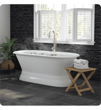 Load image into Gallery viewer, Cambridge Plumbing Bathtub Brushed Nickel Cambridge Plumbing ADEP60-150-PKG-NH 60 Inch Free Standing Double Ended Pedestal Bathtub with Complete Plumbing Package and No Faucet Drillings