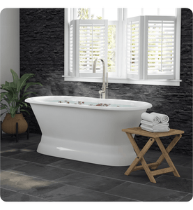 Cambridge Plumbing Bathtub Brushed Nickel Cambridge Plumbing ADEP60-150-PKG-NH 60 Inch Free Standing Double Ended Pedestal Bathtub with Complete Plumbing Package and No Faucet Drillings