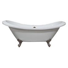 Load image into Gallery viewer, Cambridge Plumbing Bathtub Brushed Nickel Cambridge Plumbing ADESXL-NH Extra Large Acrylic Double Slipper Clawfoot Tub and Continuous Rim