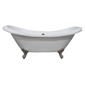 Cambridge Plumbing Bathtub Brushed Nickel Cambridge Plumbing ADESXL-NH Extra Large Acrylic Double Slipper Clawfoot Tub and Continuous Rim