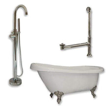 Load image into Gallery viewer, Cambridge Plumbing Bathtub Brushed Nickel Cambridge Plumbing AST61-150-PKG-NH 61 Inch Acrylic Slipper Soaking Tub with and Complete Plumbing Package