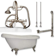 Load image into Gallery viewer, Cambridge Plumbing Bathtub Brushed Nickel Cambridge Plumbing AST61-684D-PKG-7DH 61 Inch Acrylic Slipper Soaking Tub with and Complete Plumbing Package