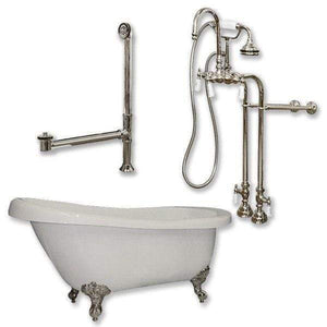 Cambridge Plumbing Bathtub Brushed Nickel Cambridge Plumbing AST67-398684-PKG-NH 67 Inch Acrylic Clawfoot Slipper Soaking Tub with Continuous Rim and Polished Plumbing Package