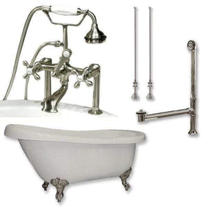 Cambridge Plumbing Bathtub Brushed Nickel Cambridge Plumbing AST67-463D-6-PKG-7DH 67 Inch Acrylic Clawfoot Slipper Soaking Tub with and Polished Chrome Plumbing Package