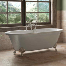 Load image into Gallery viewer, Cambridge Plumbing Bathtub Brushed Nickel Cambridge Plumbing DE67-463D-6-PKG-7DH Cast Iron Double Ended Clawfoot Tub 67&quot; X 30&quot; with  7&quot; Deck Mount Faucet Drillings and Complete Plumbing Package With Six Inch Deck Mount Risers