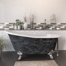 Load image into Gallery viewer, Cambridge Plumbing Bathtub Brushed Nickel Cambridge Plumbing ST61-DH-SP Scorched Platinum 61” x 30” Cast Iron Slipper Bathtub with 7” Deck Mount Faucet Holes and  Claw Feet