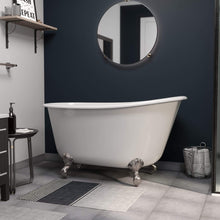 Load image into Gallery viewer, Cambridge Plumbing Bathtub Brushed Nickel Cambridge Plumbing SWED54-NH Cast Iron Swedish Slipper Tub 54&quot; X 30&quot; with No Faucet Drillings