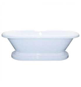 Cambridge Plumbing Bathtub Cambridge Plumbing ADE-PED-NH 70 Inch Free Standing Double Ended Pedestal Bathtub in White, No Faucet Drillings