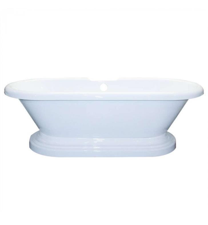 Cambridge Plumbing Bathtub Cambridge Plumbing ADE-PED-NH 70 Inch Free Standing Double Ended Pedestal Bathtub in White, No Faucet Drillings