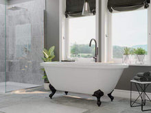Load image into Gallery viewer, Cambridge Plumbing Bathtub Cambridge Plumbing ADE60-NH 60 Inch Acrylic Double Ended Clawfoot Soaking Tub with continuous rim and Brushed Nickel Feet