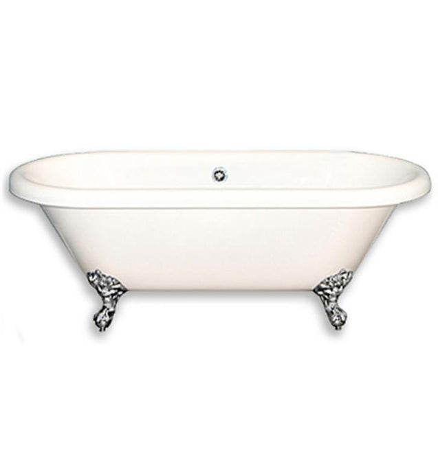 Cambridge Plumbing Bathtub Cambridge Plumbing ADE60-NH 60 Inch Acrylic Double Ended Clawfoot Soaking Tub with continuous rim and Brushed Nickel Feet