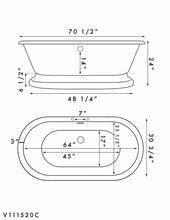 Load image into Gallery viewer, Cambridge Plumbing Bathtub Cambridge Plumbing ADEP-684D-PKG-7DH Acrylic Double Ended Pedestal Bathtub 70&quot; X 30&quot; with 7 inch Deck Mount Faucet Drillings and Complete  Plumbing Package