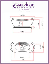 Load image into Gallery viewer, Cambridge Plumbing Bathtub Cambridge Plumbing ADES-PED-398684-PKG-NH Acrylic Double Slipper Pedestal Soaking Tub with Complete Plumbing Package