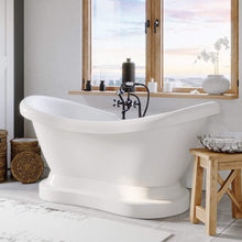 Load image into Gallery viewer, Cambridge Plumbing Bathtub Cambridge Plumbing ADES-PED-463D-6-PKG-7DH Acrylic Double Slipper Pedestal Soaking Tub with Complete Plumbing package