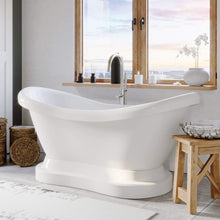 Load image into Gallery viewer, Cambridge Plumbing Bathtub Cambridge Plumbing ADES-PED-NH Acrylic Double Slipper Pedestal Soaking Tub with Continuous Rim