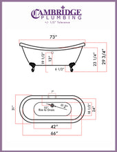 Load image into Gallery viewer, Cambridge Plumbing Bathtub Cambridge Plumbing ADESXL-DH Extra Large Acrylic Double Slipper Clawfoot Tub and Deck Mount Faucet Holes