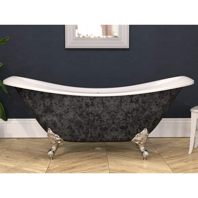 Cambridge Plumbing Bathtub Cambridge Plumbing ADESXL-NH-BN-SP Hand Painted Scorched Platinum Extra Wide Acrylic Double Slipper Clawfoot Tub, Brushed Nickel Feet and No Faucet Holes