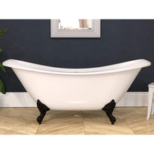 Load image into Gallery viewer, Cambridge Plumbing Bathtub Cambridge Plumbing ADESXL-NH Extra Large Acrylic Double Slipper Clawfoot Tub and Continuous Rim