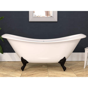 Cambridge Plumbing Bathtub Cambridge Plumbing ADESXL-NH Extra Large Acrylic Double Slipper Clawfoot Tub and Continuous Rim