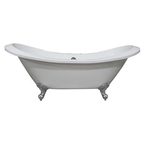 Cambridge Plumbing Bathtub Cambridge Plumbing ADESXL-NH Extra Large Acrylic Double Slipper Clawfoot Tub and Continuous Rim