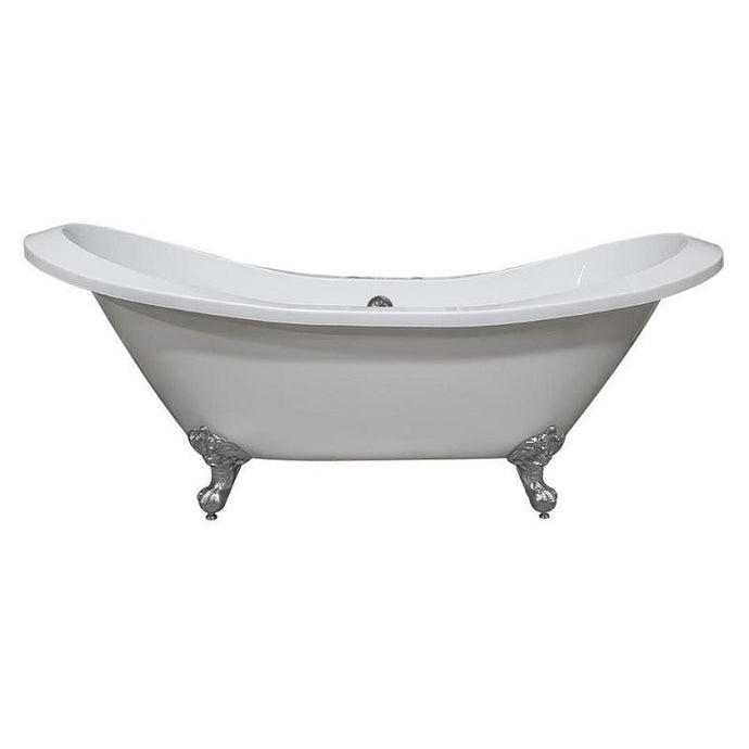 Cambridge Plumbing Bathtub Cambridge Plumbing ADESXL-NH Extra Large Acrylic Double Slipper Clawfoot Tub and Continuous Rim