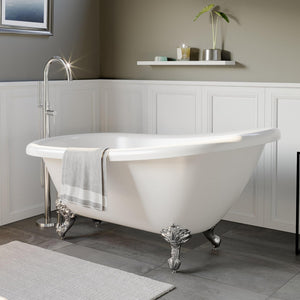 Cambridge Plumbing Bathtub Cambridge Plumbing AST61-150-PKG-NH 61 Inch Acrylic Slipper Soaking Tub with and Complete Plumbing Package