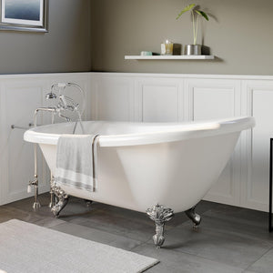 Cambridge Plumbing Bathtub Cambridge Plumbing AST61-398463-PKG-NH 61 Inch Acrylic Slipper Soaking Tub with and Complete Plumbing Package