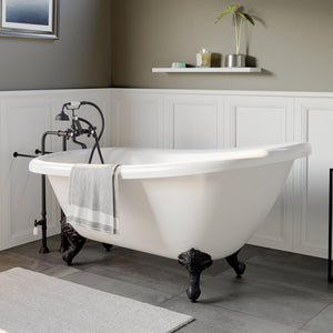 Cambridge Plumbing Bathtub Cambridge Plumbing AST67-398463-PKG-NH 67 Inch Acrylic Clawfoot Slipper Soaking Tub with Continuous Rim and Plumbing Package