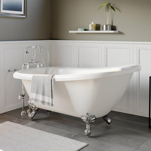 Cambridge Plumbing Bathtub Cambridge Plumbing AST67-398684-PKG-NH 67 Inch Acrylic Clawfoot Slipper Soaking Tub with Continuous Rim and Polished Plumbing Package