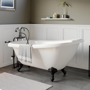 Cambridge Plumbing Bathtub Cambridge Plumbing AST67-398684-PKG-NH 67 Inch Acrylic Clawfoot Slipper Soaking Tub with Continuous Rim and Polished Plumbing Package
