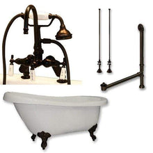 Load image into Gallery viewer, Cambridge Plumbing Bathtub Cambridge Plumbing AST67-684D-PKG-7DH 67 Inch Acrylic Clawfoot Slipper Soaking Tub with and Plumbing Package