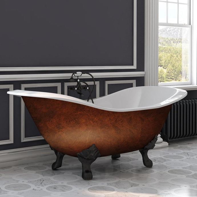 Cambridge Plumbing Bathtub Cambridge Plumbing DES-DH-ORB-CB Cast Iron Double Ended Slipper Tub 71