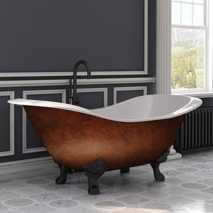 Cambridge Plumbing Bathtub Cambridge Plumbing DES-NH-ORB-CB Cast Iron Double Ended Slipper Tub 71